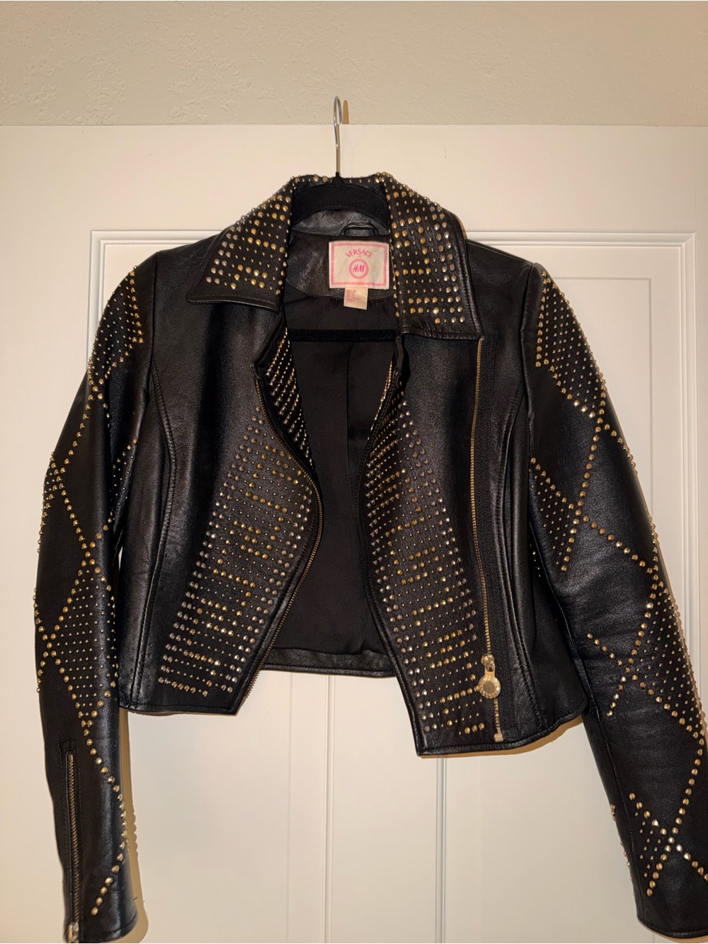 Versace H&M Studded Black Faux Leather Moto Jacket